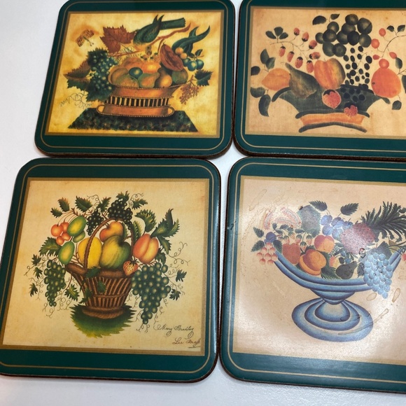 Vintage Pimpernel De Luxe Coasters - 6 Piece - Theorems Basket Of Fruit - Picture 4 of 8